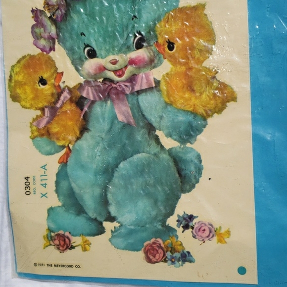 SOLD on M........Vintage 1981 decal 10" x 6.5" New, still sealed. Bunny rabbit - Picture 4 of 12